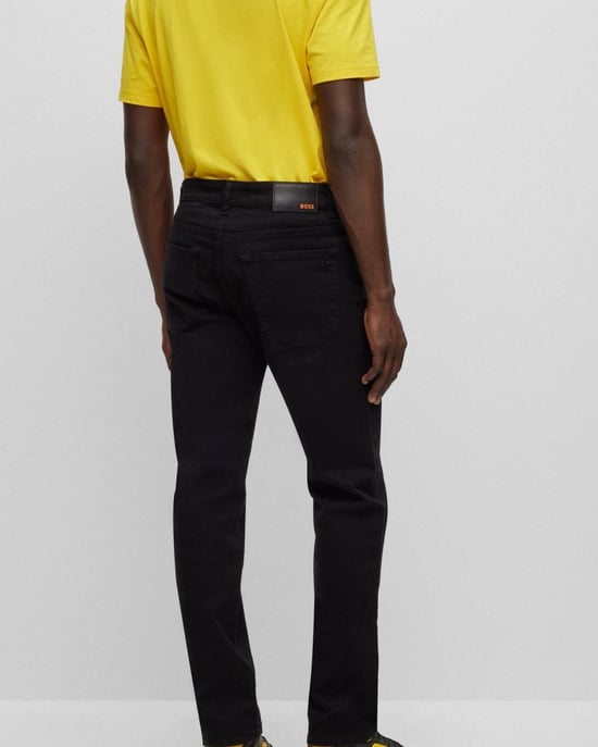 Jeans BOSS Orange Re.Maine para hombre en denim elástico negro con comodidad de corte regular - Image 3