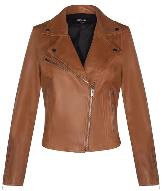 Classic Women's Brando Leather Biker Jacket from Loughton