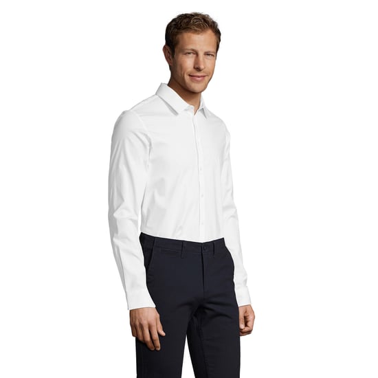 SOLS Mens Blake Stretch Long-Sleeved Shirt (White) - Image 3