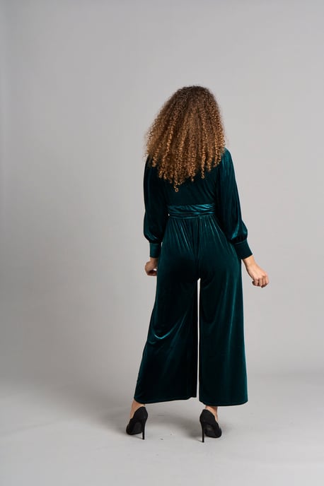 Ava Velvet Jumpsuit - Emerald