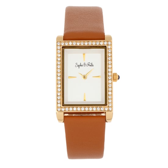 Sophie and Freda Wilmington Leather-Band Watch w/Swarovski Crystals