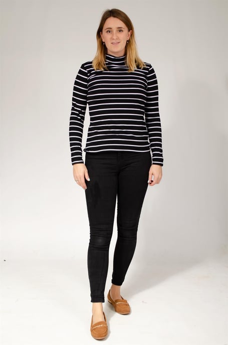 High Neck Striped Jersey Top