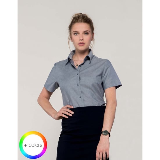 Russell Collection Ladies/Womens Short Sleeve Easy Care Oxford Shirt (Silver Grey) - Image 2
