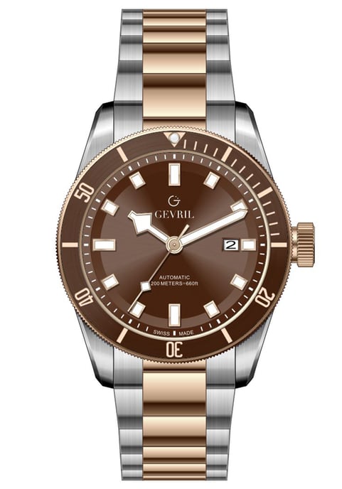 Gevril Reloj automático suizo Yorkville Sellita SW200 para hombre con esfera marrón y dos tonos - Image 1