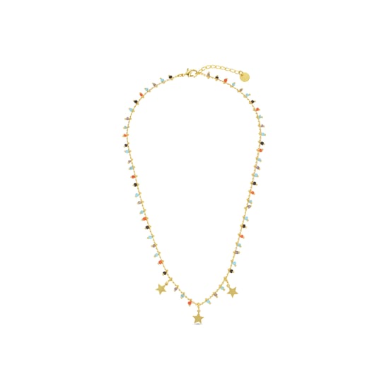 Luxenter beos necklace in 925 sterling silver and multicoloured hydrothermal quartz with 18kt yellow gold plated finish