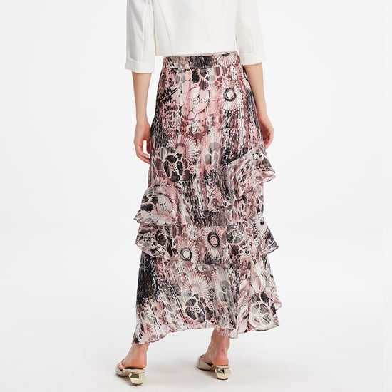 Long chiffon skirt with ruffles floral print - Image 4