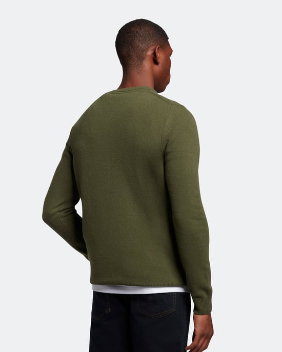 Jersey de lana de cordero de cuello redondo Lyle & Scott en oliva - Image 3