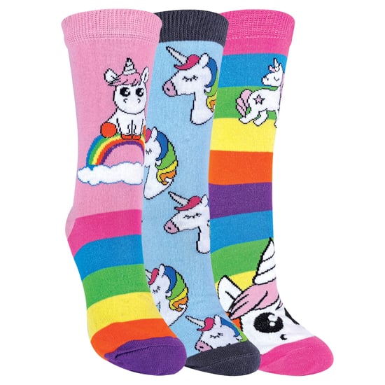 Calcetines de rayas de unicornio arco iris para mujer | 3 Pares | Sock Snob - Image 1