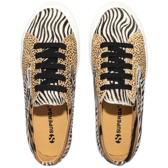 Superga Womens/Ladies 2953 Cotu Animal Print Cowhide Leather Trainers (Brown/Black/White)