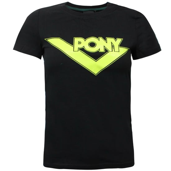 Pony Womens Short Sleeved T-Shirt Branded Graphic Top Black 912W2A72BLK