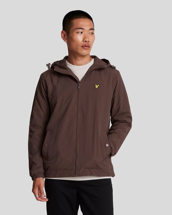 Chaqueta ligera marrón corta con capucha en caoba profunda de Lyle & Scott - Image 1
