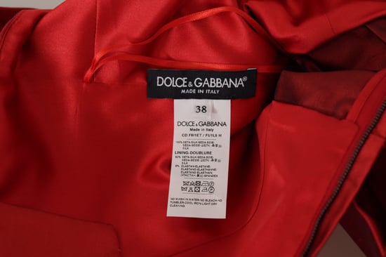 Vestido de Seda Satinada con Pliegues A-line Rojo para Mujer de Dolce & Gabbana - Image 6