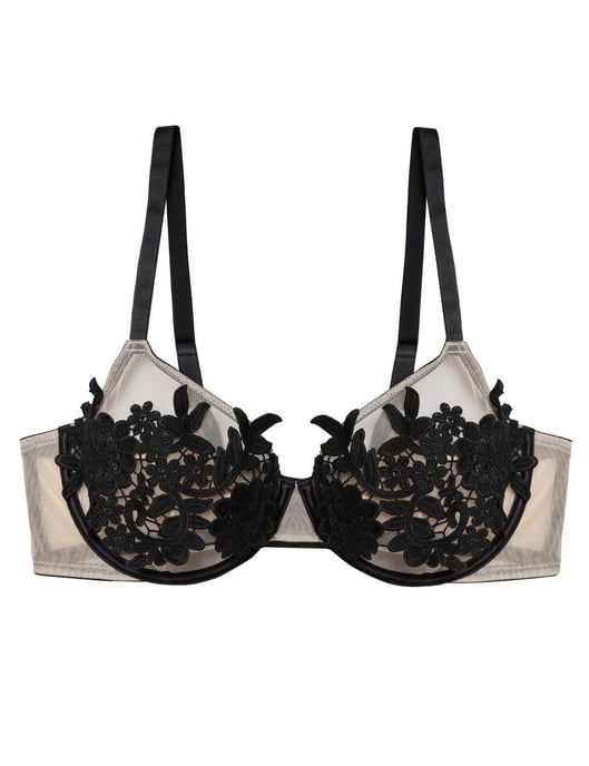 Playful Promises Alaina Mesh And Black Applique Bra
