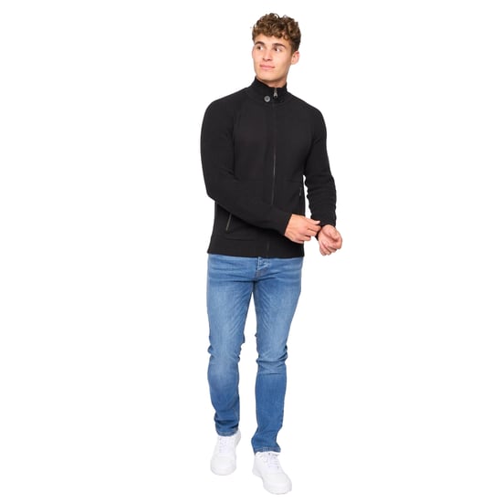 Crosshatch Mens Birchin Knitted Full Zip Jumper (Black) - Image 3