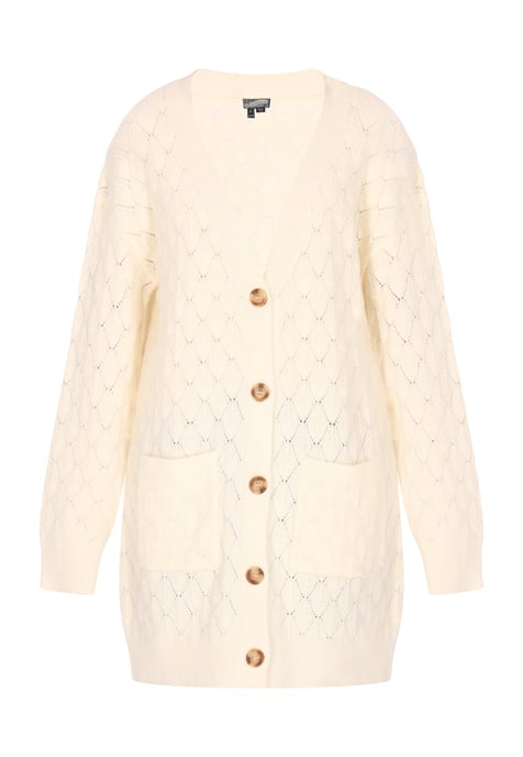 Dreimaster Cardigan women wool white melange - Image 1
