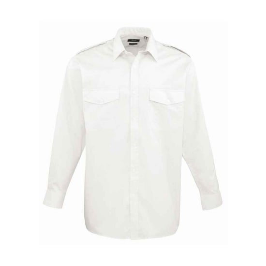 Premier Mens Long-Sleeved Pilot Shirt (White) - Image 1