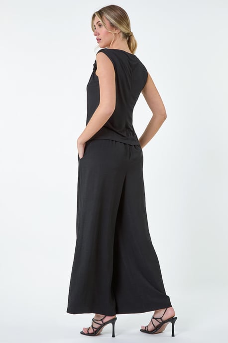 Ruched Twist Cowl Neck Stretch Top