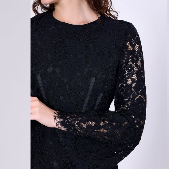 Bustier lines and tulip sleeves lace dress - Image 4