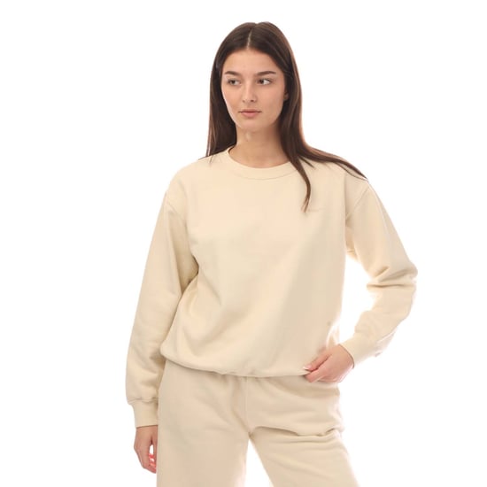 Women's Off White Diagonal Regular Crewneck Sweatshirt in Beige