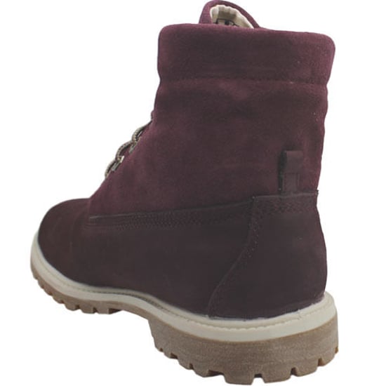 Timberland Authentic Roll Top Womens Leather Burgundy Lace Up Boots 8767R B47D