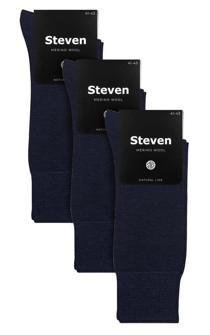 Steven - 3 Pares Multipack Mens Original Merino Wool Socks - Azul Marino - Image 2