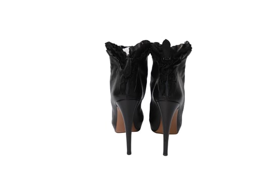 Alaia Ruffled Ankle Boots in Black Leather - Image 4