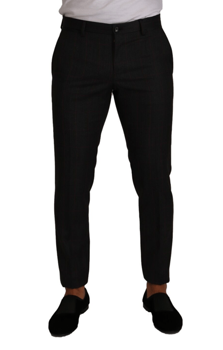 Pantalones formales de lana gris con estampado a cuadros para hombre de Dolce & Gabbana - Image 1