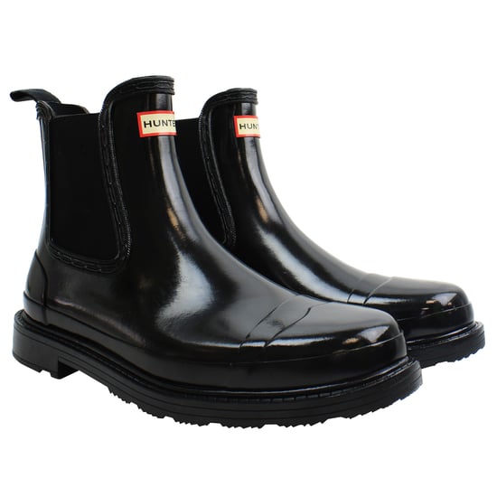 Hunter Commando Chelsea Gloss Stiefel negro para mujer - Image 4