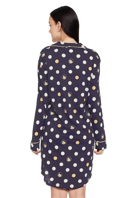 Marks and Spencer Camisón de Puro Algodón para Mujer en Azul Marino - Image 2