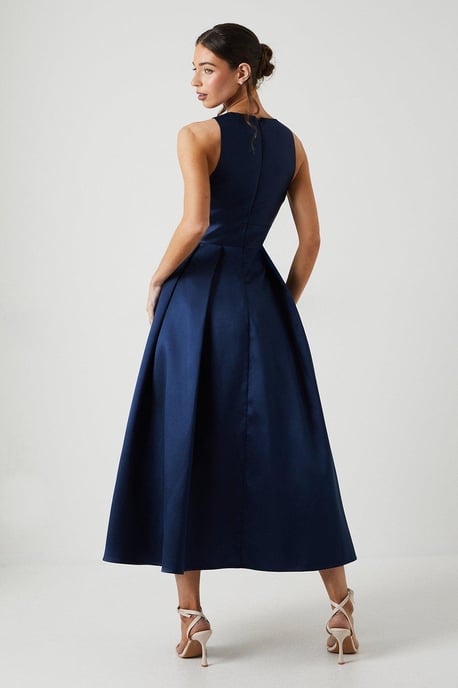 Cross Neck Twill Bridesmaids Dress