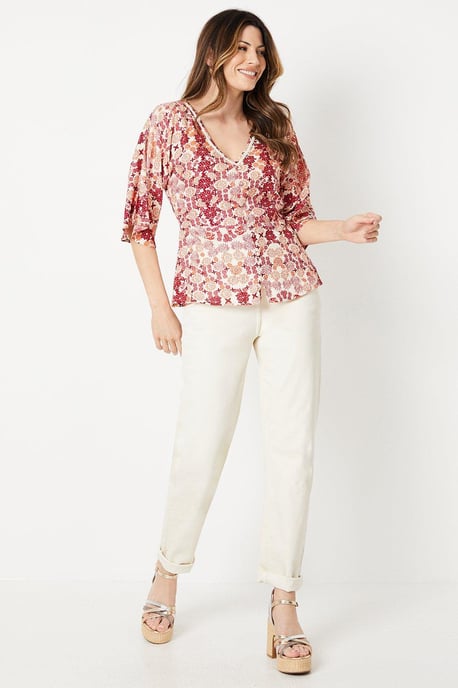 Viscose Embellished Button Blouse