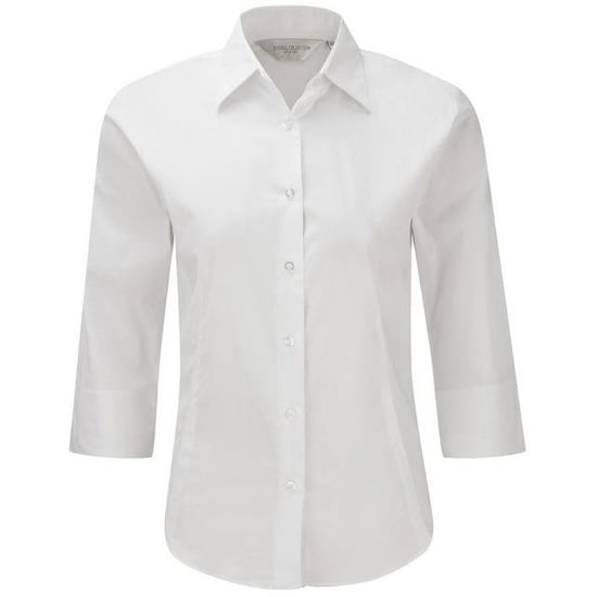 Russell Collection Ladies/Womens 3/4 Sleeve Easy Care Fitted Shirt (White) - Image 1