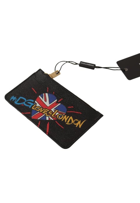 Dolce & Gabbana Women's Black Leather #DGLovesLondon  Cardholder Coin Case  Wallet