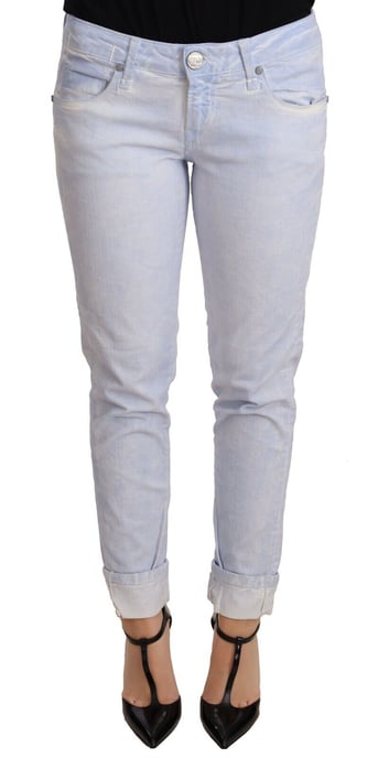 Jeans Ajustados de Algodón Azul Claro con Dobladillo Doblado Acht - Image 1