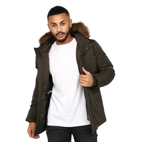 Crosshatch Mens Parkmoore Parka (Dark Olive) - Image 3