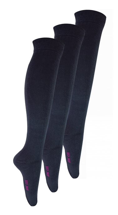 Paquete de 3 pares de calcetines de bambú hasta la rodilla para niñas - Gris oscuro - Image 1