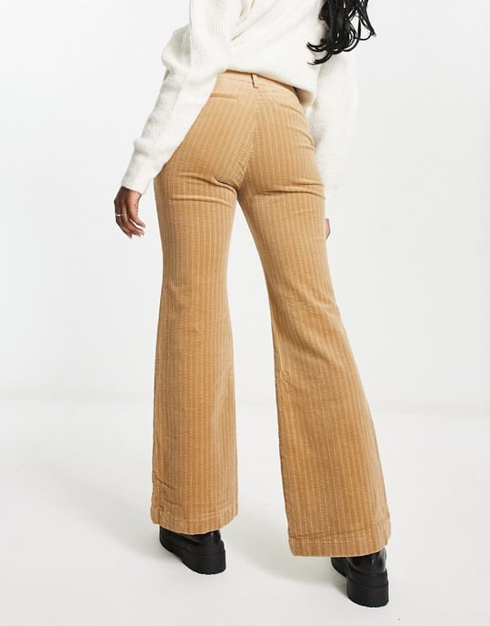 Urban Revivo boot cut flare trousers in brown