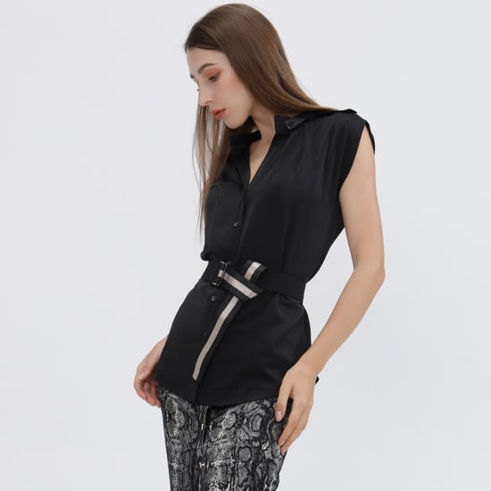 Mat satin sleeveless shirt - Image 2