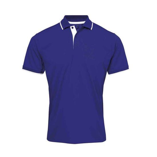 Premier Mens Coolchecker Contrast Pique Polo Shirt (Royal Blue/White) - Image 1