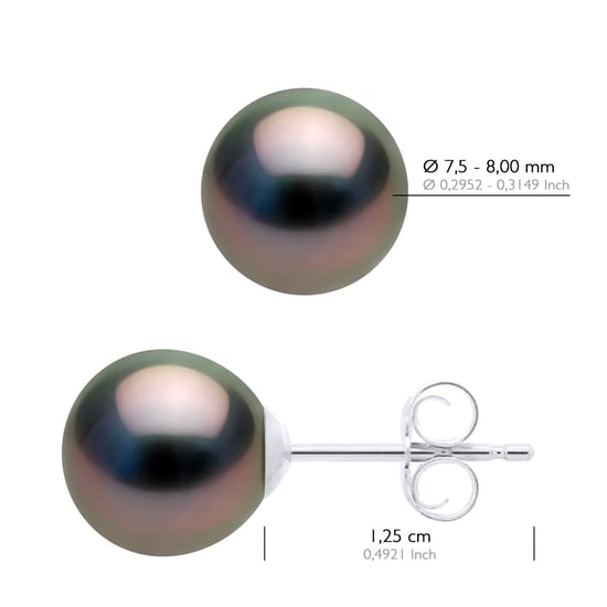 Earrings White Gold 375 - Real Cultured Tahiti Pearls Semi Round 7,5-8 mm - Image 2