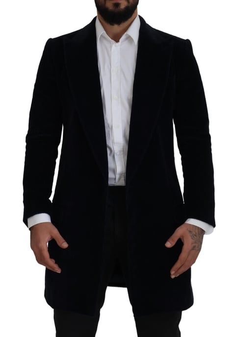 Abrigo largo de algodón negro Dolce & Gabbana para hombre - Image 1
