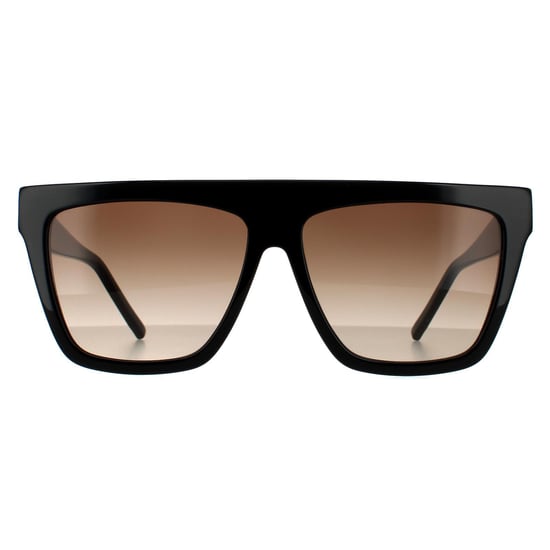Gafas de sol cuadradas para mujer Hugo Boss en negro brillante y marrón degradado. - Image 1