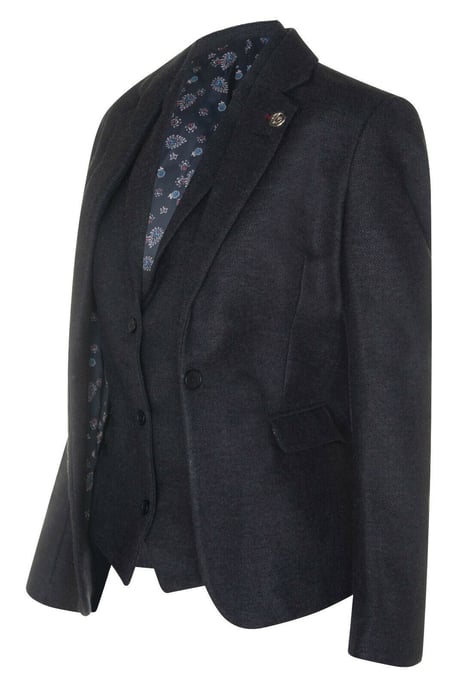 Blazer de lana negra con diseño de espiga de tweed para mujer, años 20 - Image 2
