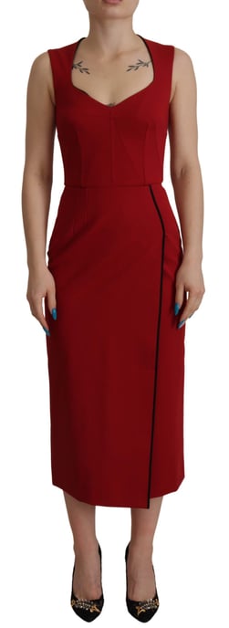 Vestido Midi Ceñido Rojo con Escote Corazón de Dolce & Gabbana para Mujer - Image 1