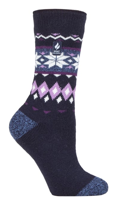 Heat Holders Lite - Calcetines Térmicos Aislantes para Mujer | Múltiples Diseños Incluyendo Rayas Argyle Corazones Estrellas | Calcetines Calientes para Invierno - Denim (Lima) - Image 1