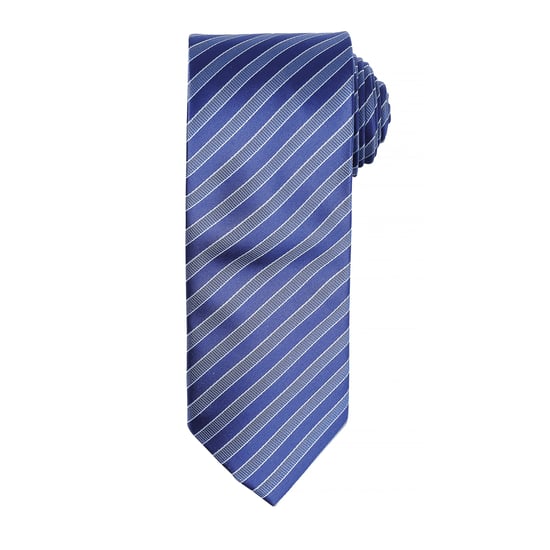 Premier Mens Double Stripe Pattern Formal Business Tie (Navy/Blue) - Image 1