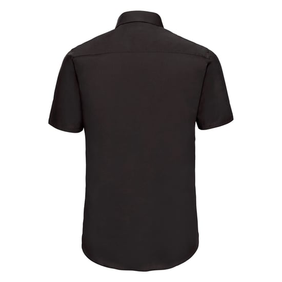 Russell Collection Mens Stretch Fitted Short-Sleeved Shirt (Black) - Image 2