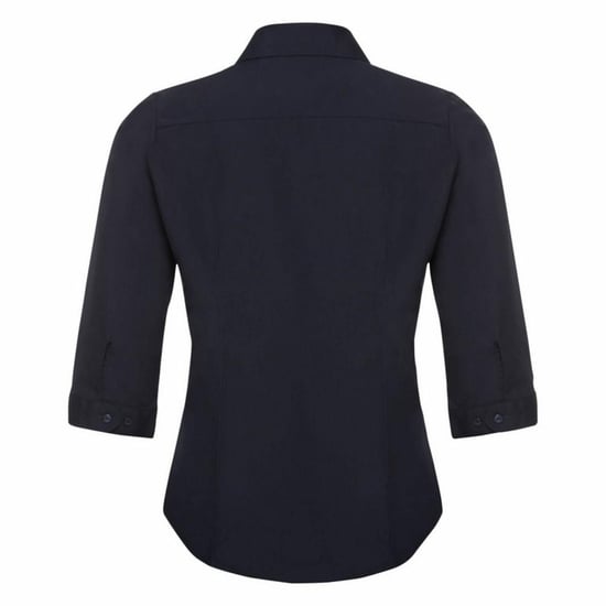 Russell Collection Ladies 3/4 Sleeve Poly-Cotton Easy Care Fitted Poplin Shirt (French Navy) - Image 2