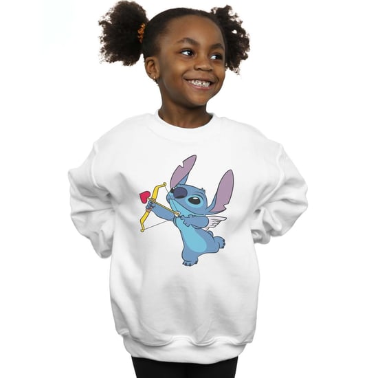 Disney Girls Lilo And Stitch Stitch Cupid Valentines Sweatshirt (White)