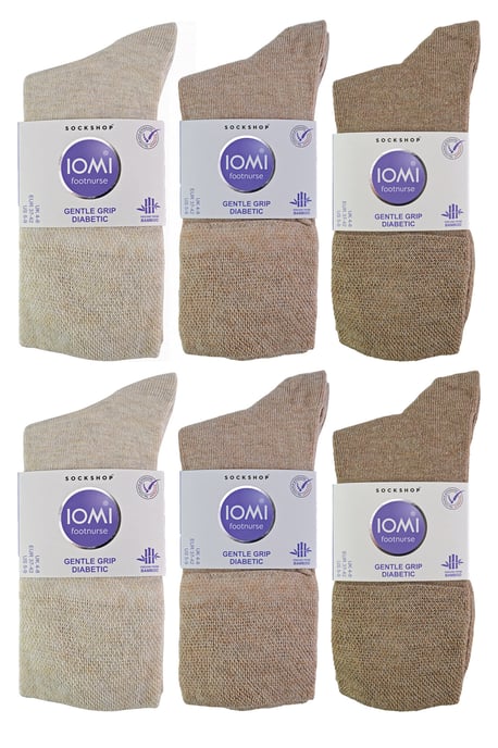IOMI - Paquete múltiple de 12 pares de calcetines diabéticos de bambú para mujer - Beige - Image 2